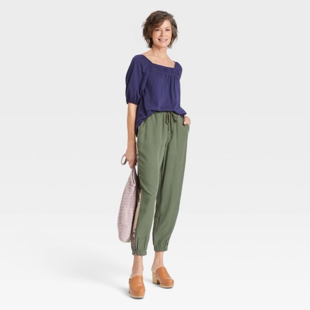 Knox Rose Joggers Green Side Stripe Size Medium NWT - Picture 2 of 5